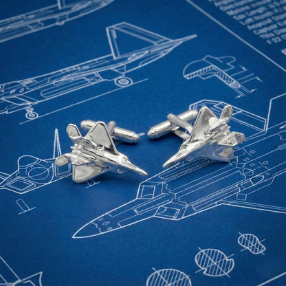 F22 Raptor Cufflinks - Stealth Fighter Jet Pilot Gift - Military Aviation Jewelry - Air Force Gift for Men OSCAR BRAVO STUDIO