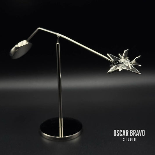 F35 Lightning II Model – Stealth Fighter Balance Sculpture, Pilot Gift, Military Jet Desk Decor, Air Force Collectible OSCAR BRAVO STUDIO