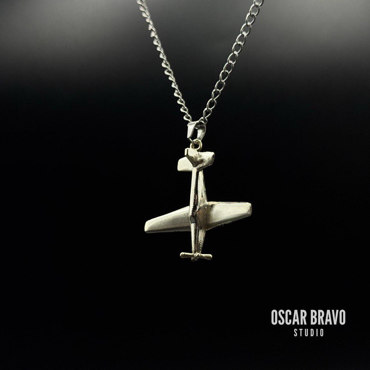 Silver Military Aircraft Necklace – SR71, Harrier, P51 Mustang, T6 Texan, B17, C130 – Aviation Jewelry for Pilots & Veterans OSCAR BRAVO STUDIO