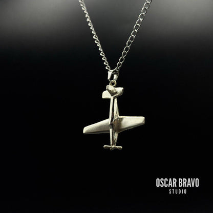 Silver Military Aircraft Necklace – SR71, Harrier, P51 Mustang, T6 Texan, B17, C130 – Aviation Jewelry for Pilots & Veterans OSCAR BRAVO STUDIO
