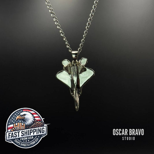 Silver F-22 Raptor Necklace, Aircraft Pendant, Pilot Gift, Airforce Aviation Jewelry