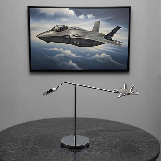 F35 Lightning II Model – Stealth Fighter Balance Sculpture, Pilot Gift, Military Jet Desk Decor, Air Force Collectible OSCAR BRAVO STUDIO
