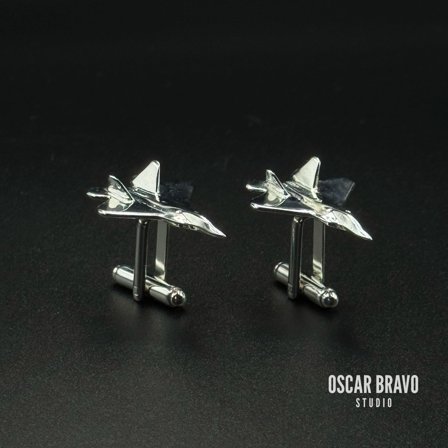 F22 Raptor Cufflinks - Stealth Fighter Jet Pilot Gift - Military Aviation Jewelry - Air Force Gift for Men OSCAR BRAVO STUDIO