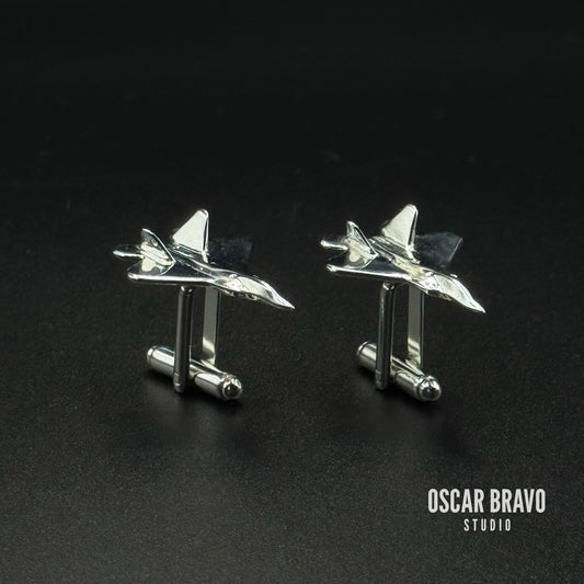F22 Raptor Cufflinks - Stealth Fighter Jet Pilot Gift - Military Aviation Jewelry - Air Force Gift for Men OSCAR BRAVO STUDIO