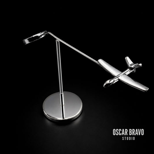 MQ-9 Reaper Kinetic Balance Desk Model — Handmade Solid Brass, Chrome-Plated Aviation Sculpture | Limited Edition OSCAR BRAVO STUDIO