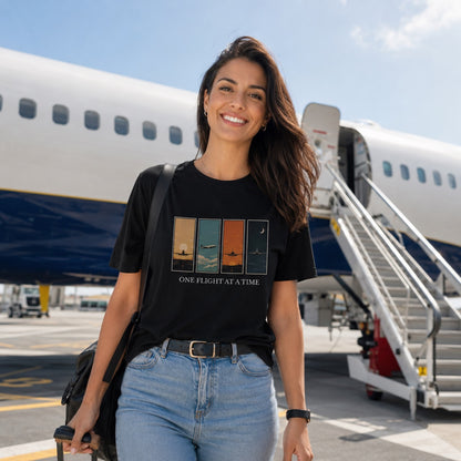 One Flight at a Time Unisex Aviation T-Shirt | Retro Pilot Graphic Tee OSCAR BRAVO STUDIO
