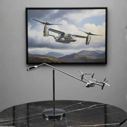 V22 Osprey Model Balance Sculpture – Unique Aircraft Desk Decor, Pilot Gift, Military Aviation Art OSCAR BRAVO STUDIO